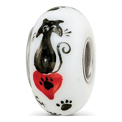 Sterling Silver Cat Paws Fenton Glass Bead