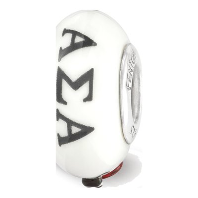 Alpha Sigma Alpha Sterling Silver Glass Bead