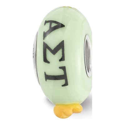 Alpha Sigma Tau Sterling Silver Glass Bead