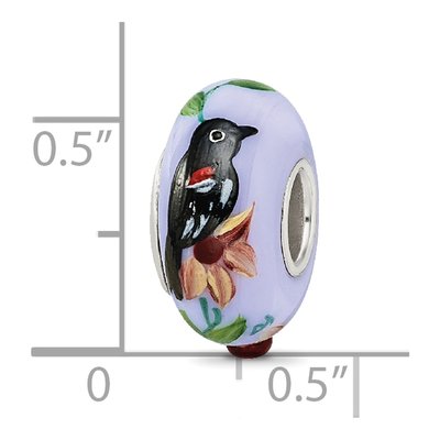 Sterling Silver Blue Fenton Glass Bead – view 7