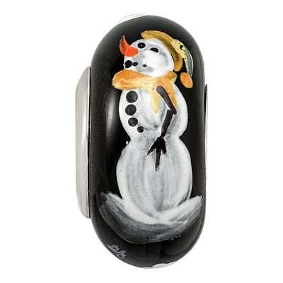 Sterling Silver Snowman Fenton Glass Bead – view 5