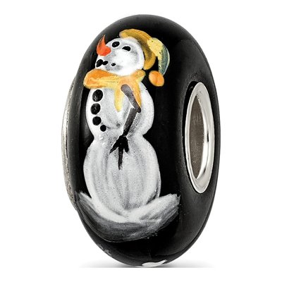 Sterling Silver Snowman Fenton Glass Bead