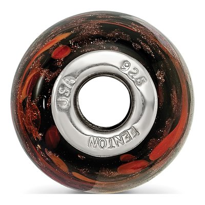 Sterling Silver Fenton Glass Autumn Fires Bead – view 3