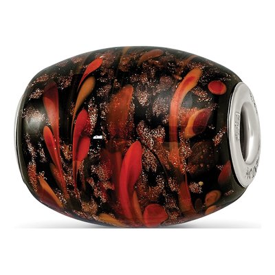 Sterling Silver Fenton Glass Autumn Fires Bead
