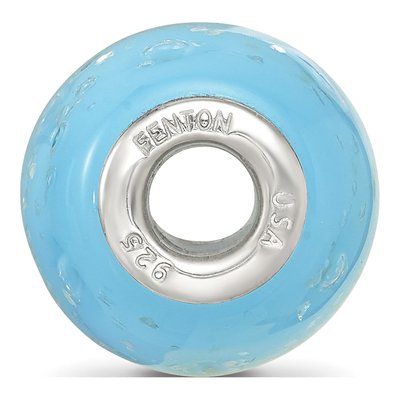 Sterling Silver Blue Frosted Fenton Glass Bead – view 3