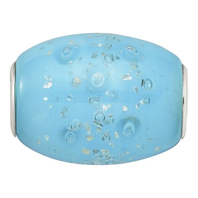 Sterling Silver Blue Frosted Fenton Glass Bead – view 4