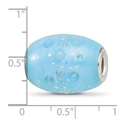 Sterling Silver Blue Frosted Fenton Glass Bead – view 5