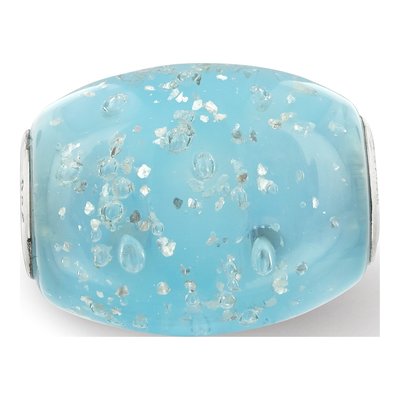 Sterling Silver Blue Frosted Fenton Glass Bead – view 7