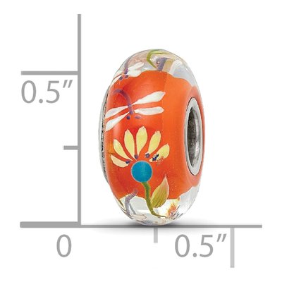 Sterling Silver Dragonfly Fenton Glass Bead – view 5