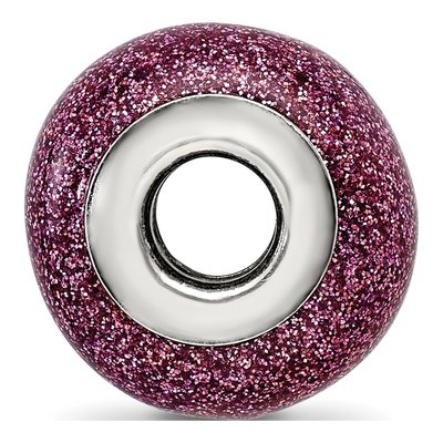 Sterling Silver Pink Glitter Glass Bead – view 3