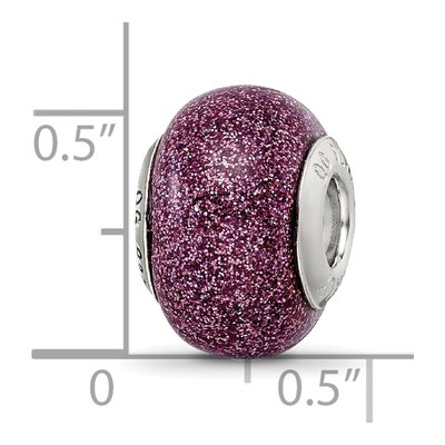 Sterling Silver Pink Glitter Glass Bead – view 5