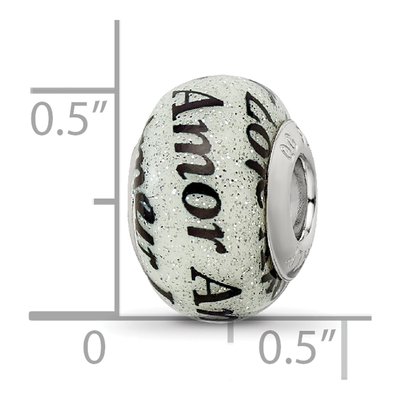 Sterling Silver Love Amor Glitter Glass Bead – view 5