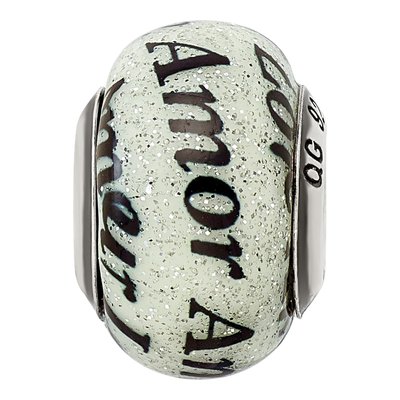 Sterling Silver Love Amor Glitter Glass Bead – view 6