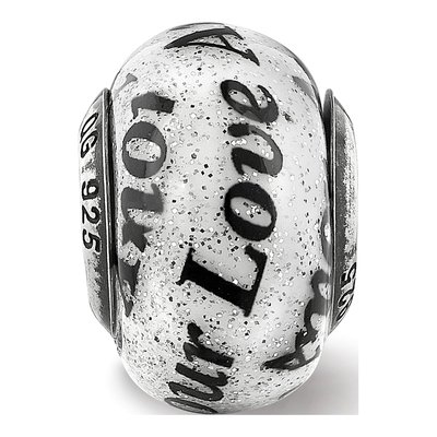 Sterling Silver Love Amor Glitter Glass Bead – view 7