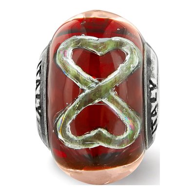 Sterling Silver Red Glass Heart Bead – view 7