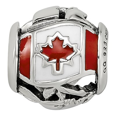 Sterling Silver Canada Enamel Bead – view 4