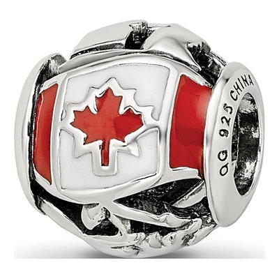 Sterling Silver Canada Enamel Bead