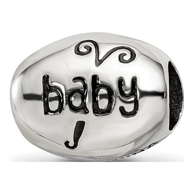 Sterling Silver Antiqued Baby Feet Butterfly Bead – view 5