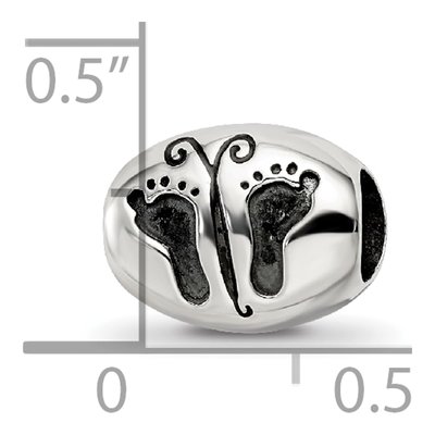 Sterling Silver Antiqued Baby Feet Butterfly Bead – view 6