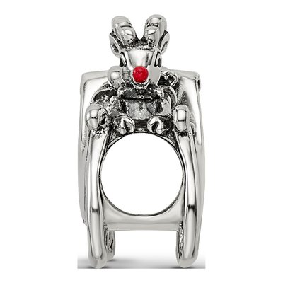 Sterling Silver Enameled Rudolph Sleigh Bead – view 3