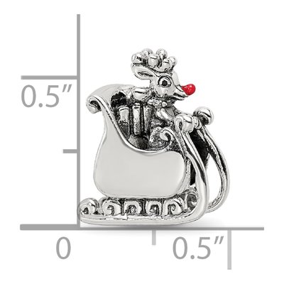 Sterling Silver Enameled Rudolph Sleigh Bead – view 5