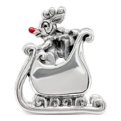 Sterling Silver Enameled Rudolph Sleigh Bead – view 7