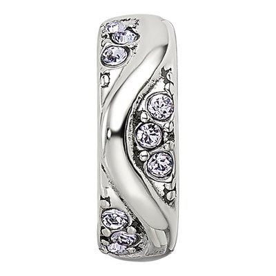 Sterling Silver Crystal Wave Bead – view 4