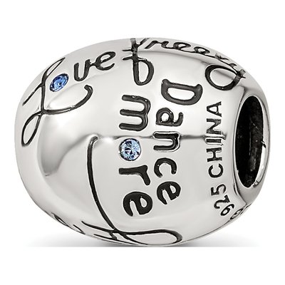 Sterling Silver Crystal Live Laugh Love Bead – view 6
