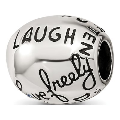 Sterling Silver Crystal Live Laugh Love Bead
