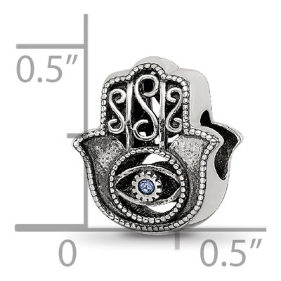 Sterling Silver Crystal Hamsa Bead – view 5