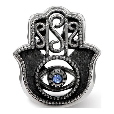 Sterling Silver Crystal Hamsa Bead – view 7
