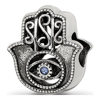 Sterling Silver Crystal Hamsa Bead