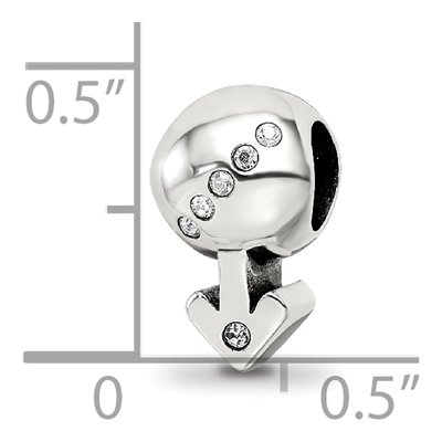 Sterling Silver Crystal Boy Symbol Bead – view 5