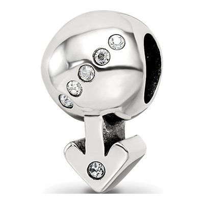 Sterling Silver Crystal Boy Symbol Bead