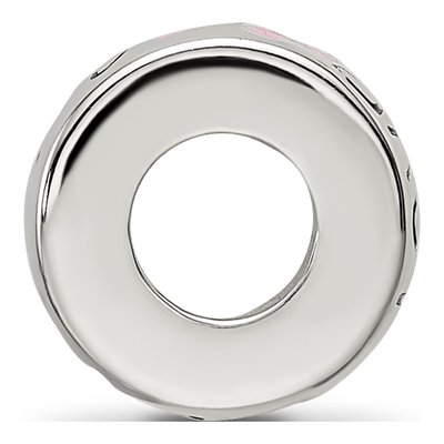 Sterling Silver Pink Enamel Hearts Spacer Bead – view 3