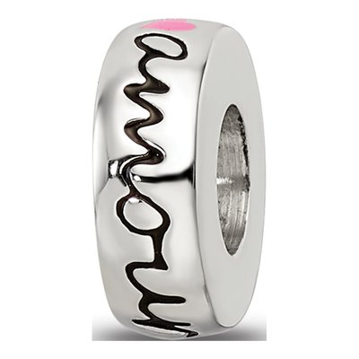 Sterling Silver Pink Enamel Hearts Spacer Bead – view 5