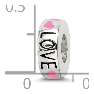 Sterling Silver Pink Enamel Hearts Spacer Bead – view 6