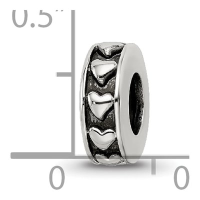 Sterling Silver Antiqued Hearts Gripper Bead – view 4