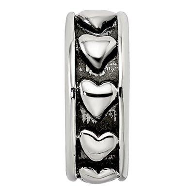 Sterling Silver Antiqued Hearts Gripper Bead – view 5