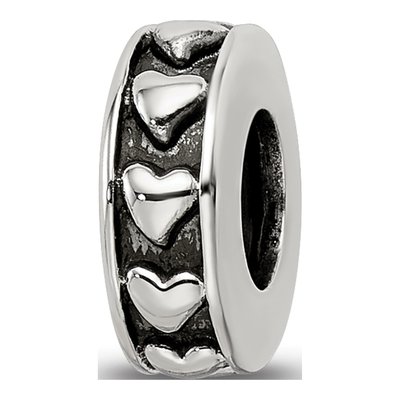Sterling Silver Antiqued Hearts Gripper Bead