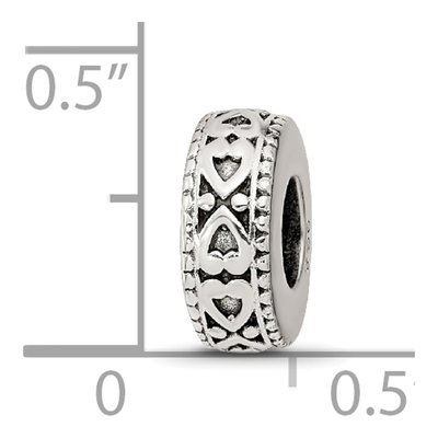 Sterling Silver Antiqued Bali Hearts Gripper Bead – view 4