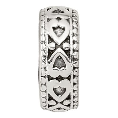 Sterling Silver Antiqued Bali Hearts Gripper Bead – view 5