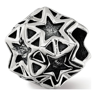 Sterling Silver Antiqued Star Bead