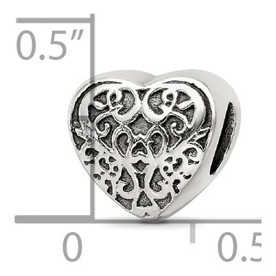 Sterling Silver Filigree Heart Bead – view 5