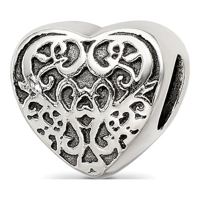Sterling Silver Filigree Heart Bead