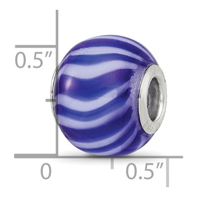 Sterling Silver Blue Glass Bead – view 5