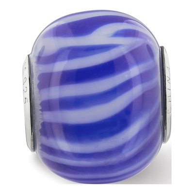 Sterling Silver Blue Glass Bead – view 7