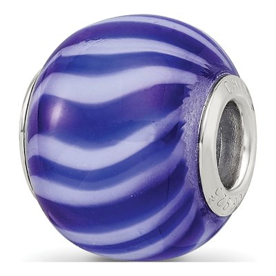 Sterling Silver Blue Glass Bead