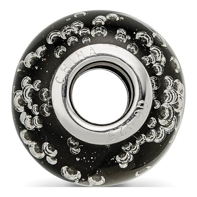 Sterling Silver Bubbles Black Glass Bead – view 3