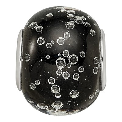 Sterling Silver Bubbles Black Glass Bead – view 4